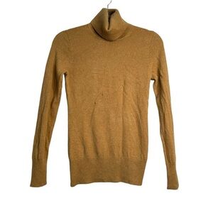 J Crew Di Lusso 100% Cashmere Turtleneck Sweater Womens S Camel Long Sleeve FLAW